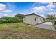 The house has a small backyard with a concrete slab for parking and green grass at 2465 16Th S Ave, St Petersburg, FL 33712