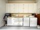 This laundry room has generous storage, a utility sink, and a washer/dryer at 250 S Port Royal Ln, Apollo Beach, FL 33572