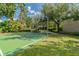 Community basketball court with green surface, trees and landscaping offers outdoor activity at 2609 Rosehaven Dr, Wesley Chapel, FL 33544