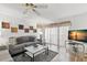 Inviting living room with plush grey sofa, bright lighting, and modern décor at 2699 Pine Ridge E Way # H2, Palm Harbor, FL 34684