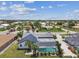 Aerial view of a home with a screened-in pool and meticulously maintained landscaping at 325 Gladstone Blvd, Englewood, FL 34223