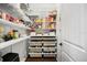 Walk-in pantry provides organized storage with shelving and drawers, ensuring easy access to essentials at 3559 Maple Bay Ln, Land O Lakes, FL 34638
