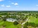 Scenic aerial view of a golf course and community, showcasing abundant green spaces at 3633 Morgans Bluff Ct, Land O Lakes, FL 34639