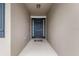 A modern front door with glass accents is set in a covered entryway at 5006 Jackel Chase Dr, Wimauma, FL 33598