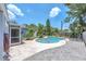 Inviting backyard pool featuring playful flamingo inflatables, perfect for relaxation and outdoor enjoyment at 5927 10Th N St, St Petersburg, FL 33703