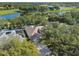 Aerial view of a home nestled among trees and a serene lake at 10244 Shadow Branch Dr, Tampa, FL 33647