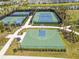 An aerial view showcasing the basketball court surrounded by tennis courts, creating an active and engaging community space at 10244 Shadow Branch Dr, Tampa, FL 33647