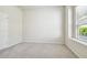 Bright bedroom features a large window overlooking lush landscaping, neutral paint, and plush carpeting at 10244 Shadow Branch Dr, Tampa, FL 33647