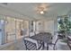 Enclosed patio with a ceiling fan and glass sliding doors leading into the living area at 1111 Golfview Woods Dr # 1111, Sun City Center, FL 33573