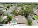 Aerial view displaying a home with a private pool surrounded by mature trees and well-kept landscaping at 12306 91St Ter, Seminole, FL 33772