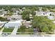 Aerial view of a home and neighborhood with lush greenery, mature trees, and a private pool in the backyard at 12306 91St Ter, Seminole, FL 33772