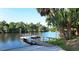 Private dock providing direct access to the tranquil waters, surrounded by lush greenery at 15415 Mulholland Rd, Parrish, FL 34219