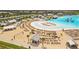 Aerial view of Southshore Bay's stunning lagoon and white sandy beach at 17005 Avon Dive Ln, Wimauma, FL 33598