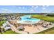Aerial view of Southshore Bay's stunning lagoon and white sandy beach at 17005 Avon Dive Ln, Wimauma, FL 33598