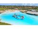 Aerial view of Southshore Bay's stunning lagoon and white sandy beach at 17005 Avon Dive Ln, Wimauma, FL 33598