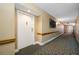 Hallway view with carpet and decor details in this residential space at 2333 Feather Sound Dr # A107, Clearwater, FL 33762