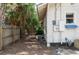 Backyard features mature palm trees, exterior of home, and a small fence with AC unit and gas meter at 317 19Th S Ave, St Petersburg, FL 33705