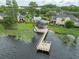Aerial view of a lakefront community with a gazebo and dock at 3415 Heards Ferry Dr, Tampa, FL 33618