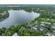 Aerial view of the Lakeside Preserve community with waterfront views and mature landscaping at 3415 Heards Ferry Dr, Tampa, FL 33618
