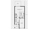Detailed floorplan of the first floor showcasing the layout including the kitchen, gathering room, half bath, garage and patio at 34234 Polacca Ln, Wesley Chapel, FL 33543