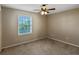 Cozy bedroom featuring neutral walls and carpet, ceiling fan, and natural light through a window at 13758 Orange Sunset Dr # 202, Tampa, FL 33618