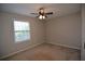 Neutral bedroom with carpet, ceiling fan with lights, and a large window at 13758 Orange Sunset Dr # 202, Tampa, FL 33618