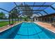 Enjoy the Florida sunshine in this private screened-in pool with calming blue water and a spacious deck with outdoor furniture at 1899 Oak Park S Dr, Clearwater, FL 33764