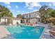Gorgeous pool with lounge chairs, a covered patio, and lush greenery at 208 Live Oak Ln, Largo, FL 33770