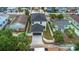 Aerial view showcasing a modern home with a spacious backyard, garage, and privacy fence at 2328 W La Salle St, Tampa, FL 33607