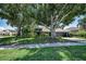 Charming home with lush landscaping, mature trees, and a well-maintained lawn at 2459 Parkstream Ave, Clearwater, FL 33759