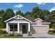 Charming exterior view of new construction featuring a covered front porch, two-car garage and landscaping at 3110 19Th N St, St Petersburg, FL 33713