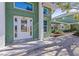 Close up of front entrance showing the door and home details at 5657 Oceanic Rd, Holiday, FL 34690
