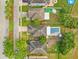 Aerial shot of a home's backyard featuring a well-maintained pool and landscaping at 13722 Lakemont Dr, Hudson, FL 34669