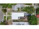 Birds eye view of home's roof and landscaping, showcasing minimalist design and outdoor space at 1416 55Th N Ave, St Petersburg, FL 33703