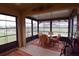 Bright sunroom featuring multiple windows providing golf course views, and seating around a marble table at 29435 Snap Hook Dr, San Antonio, FL 33576