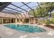 Inviting screened pool with an attached covered patio provides an ideal outdoor retreat and space for leisure and relaxation at 3042 Oak Creek N Dr, Clearwater, FL 33761