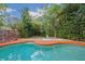 Inviting pool area surrounded by lush landscaping, creating a serene and private backyard oasis at 4744 Burlington Rd, Land O Lakes, FL 34639