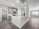 Modern kitchen featuring gray cabinets, quartz countertops, and luxury vinyl plank flooring at 5104 Munhal St, Port Charlotte, FL 33981