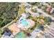 Aerial view of the community pool, playground and basketball court at 9140 Hillcroft Dr, Riverview, FL 33578