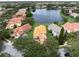 Beautiful aerial view of a neighborhood showcasing a central lake and well-maintained homes with lush landscaping at 9800 Sago Point Dr, Seminole, FL 33777