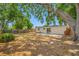 Spacious backyard offers privacy with mature tree coverage, a wood fence, and a patio area at 10599 111Th N Ave, Largo, FL 33773