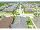 An aerial view of a residential area featuring houses, streets, trees, and a lake in the distance at 12729 Flatwood Creek Dr, Gibsonton, FL 33534