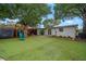 Spacious backyard with artificial turf, play set and privacy fence at 670 42Nd Ne Ave, St Petersburg, FL 33703