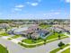 Aerial view of the neighborhood showcasing the home's backyard, pool, and community at 8752 Loft Pt, Wesley Chapel, FL 33545
