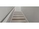 Wood-tread stairs with white risers and handrails, ascending to the upper level of the home at 8752 Loft Pt, Wesley Chapel, FL 33545