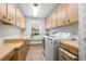 Spacious laundry room featuring plenty of storage cabinets and a utility sink at 9011 Baywood Park Dr, Seminole, FL 33777