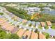 Aerial view of a residential neighborhood featuring well-maintained homes and lush greenery at 11078 Heathrow Ave, Spring Hill, FL 34609