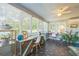 Sunny sunroom featuring modern desks, stylish decor, and large windows offering natural light and a view at 1220 Magnolia Dr, Clearwater, FL 33756