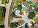 Aerial view of a residential area highlighting a variety of home exteriors and swimming pools at 3242 Brushwood Ct, Clearwater, FL 33761