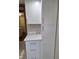 Modern kitchen pantry cabinets with drawers, chrome pulls, and quartz countertops at 3536 Countrybrook Ln # 13, Palm Harbor, FL 34684
